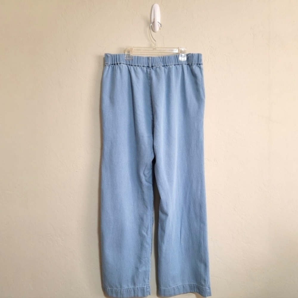 Cloth & Stone Tencel Blend Wide Leg Pleated Pants, Light Wash, M, Anthropologie - Picture 3 of 8
